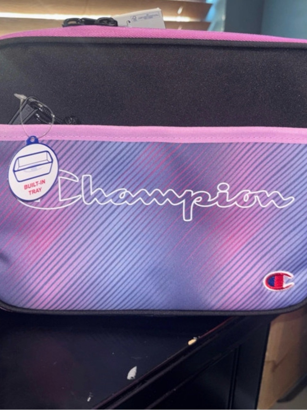 Champion Pink and Purple Cosmetic Case with Script Logo
